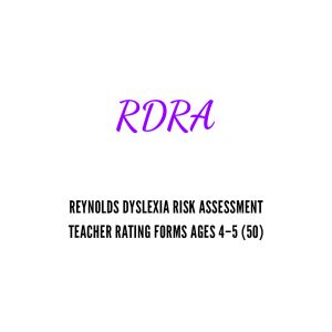 RDRA Teacher Rating Forms Ages 4–5 (50)